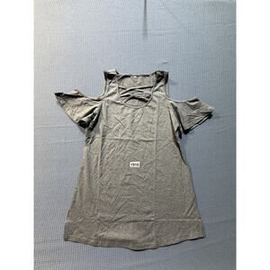 Cold Shoulder Short-Sleeved Top Women Sz M Gray Pre-Owned